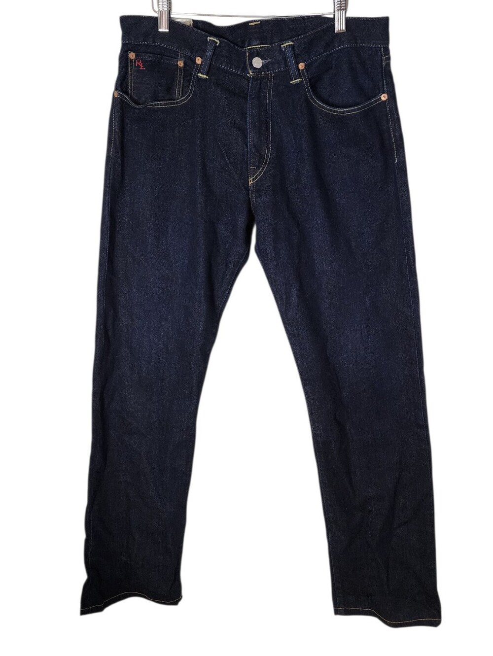Polo Ralph Lauren Authentic Dungarees Men's Dark Wash Straight Jeans 34x33 - Picture 2 of 11